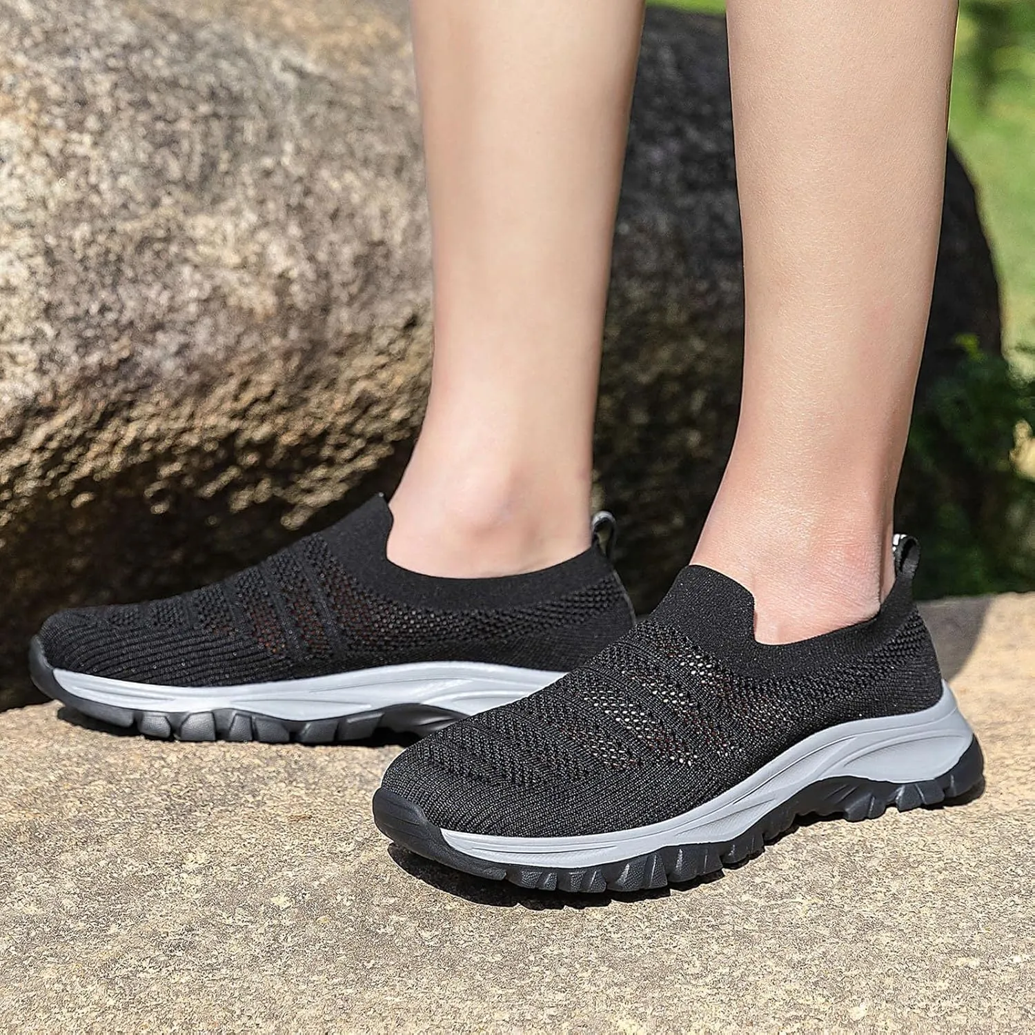 Men's Running Walking Sneakers Casual Slip on Tennis Shoes Lightweight Breathable Comfortable Non Slip Sport Shoes