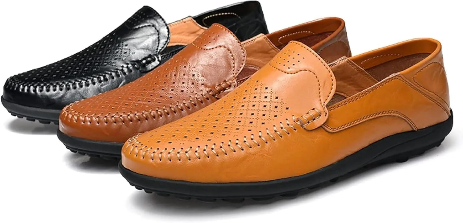 Men's Summer Flat Loafers Driving Shoes Casual Faux Leather Loafers Men's Boat Shoes
