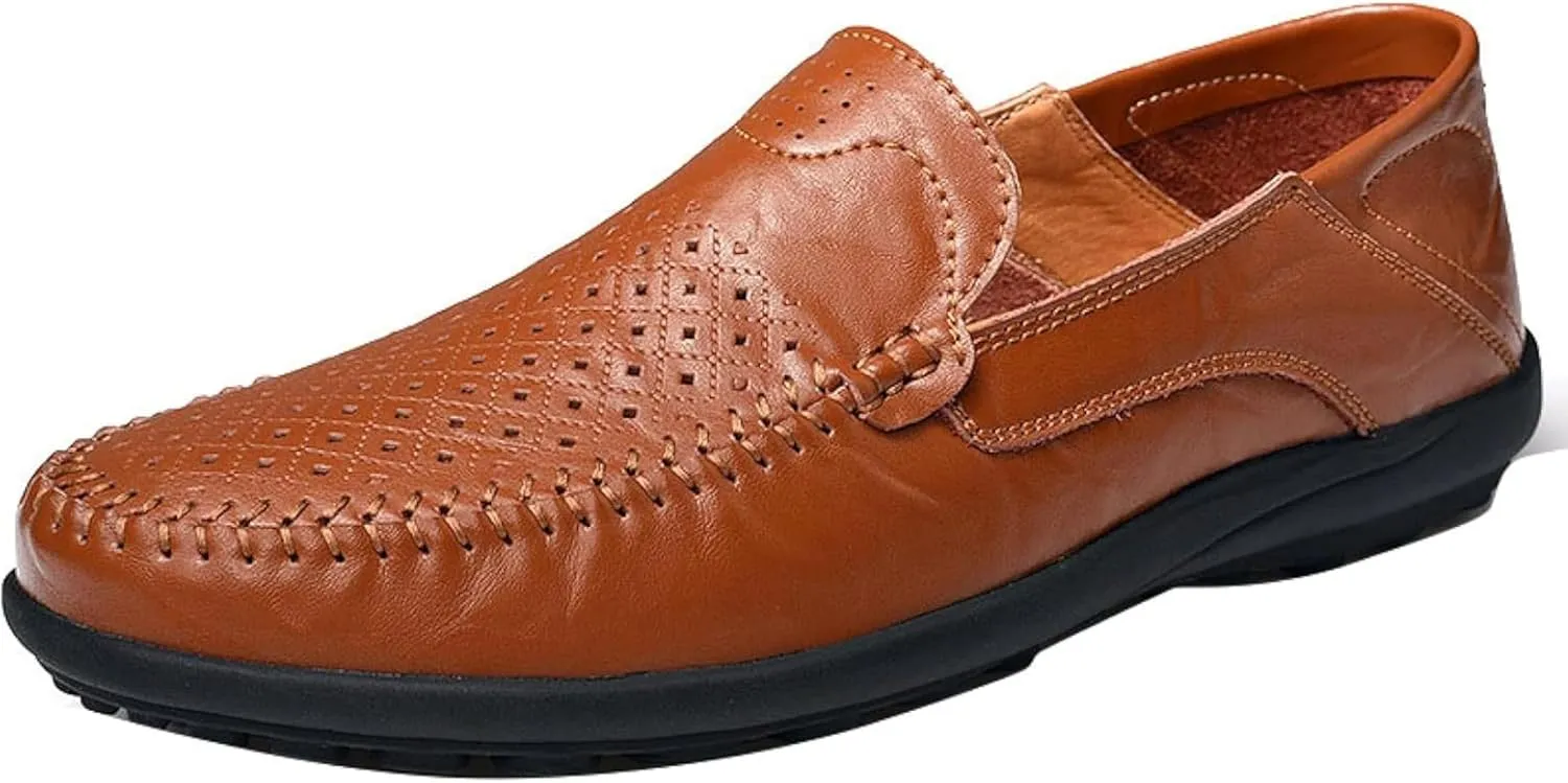 Men's Summer Flat Loafers Driving Shoes Casual Faux Leather Loafers Men's Boat Shoes