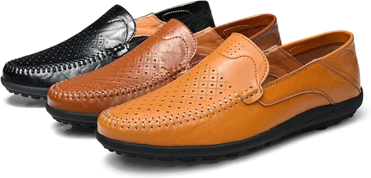 Men's Summer Flat Loafers Driving Shoes Casual Faux Leather Loafers Men's Boat Shoes
