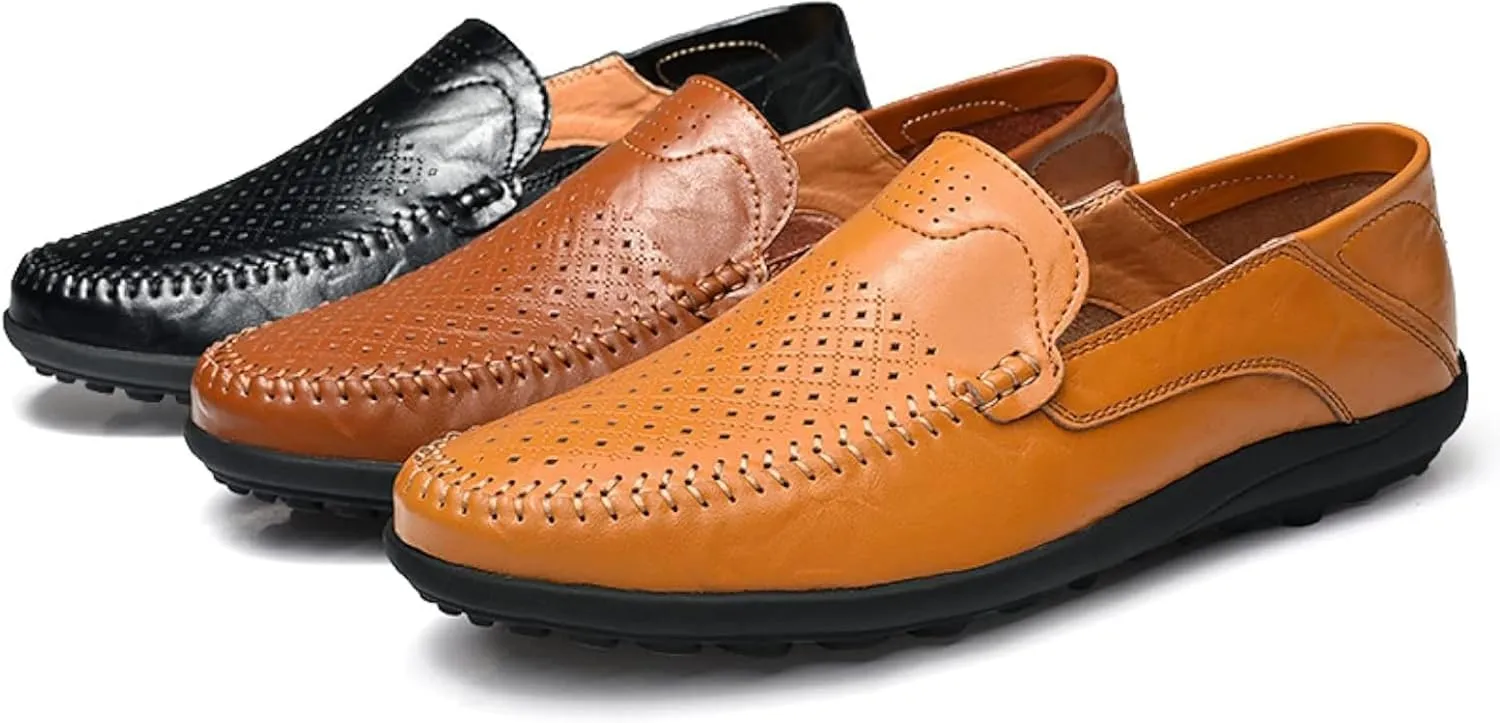 Men's Summer Flat Loafers Driving Shoes Casual Faux Leather Loafers Men's Boat Shoes