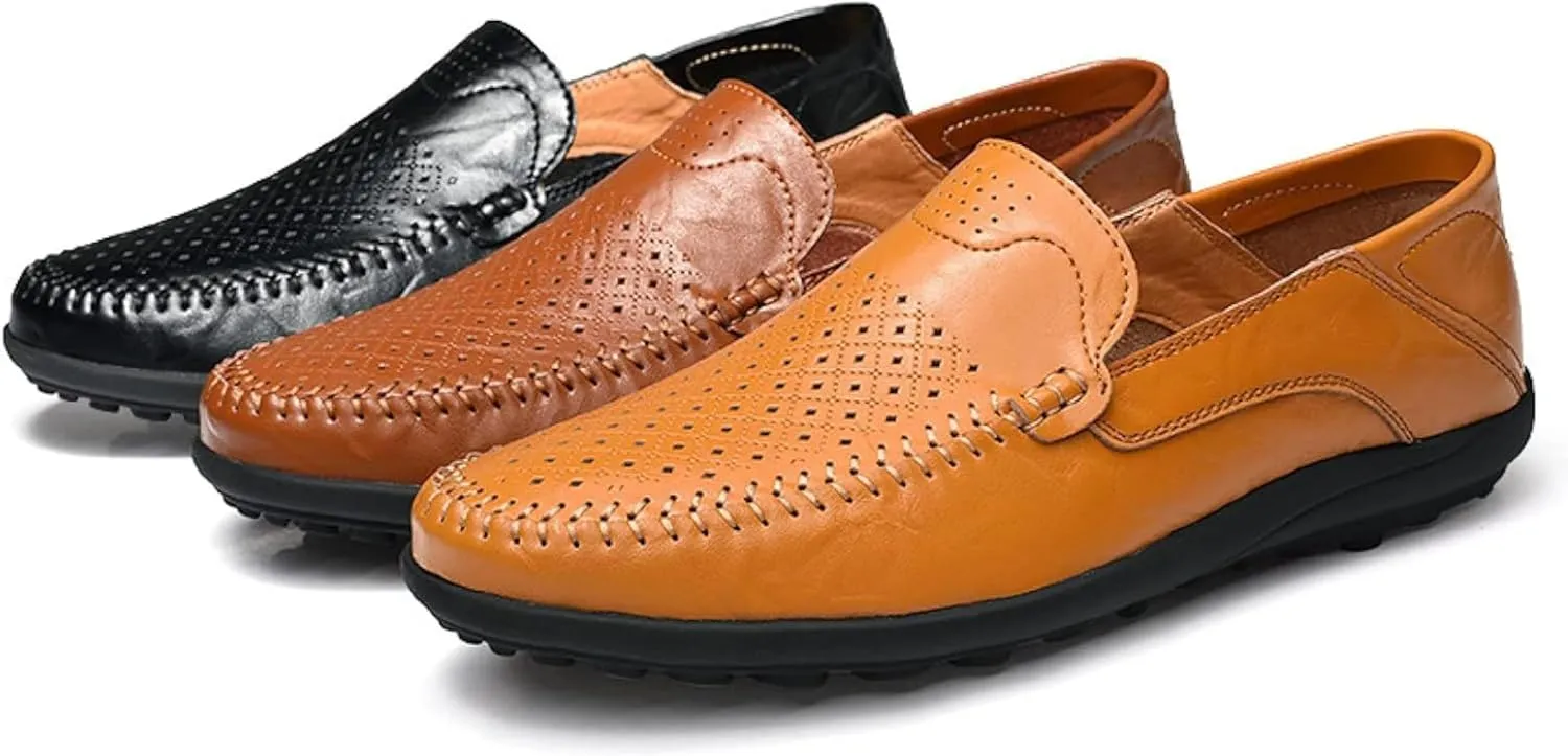 Men's Summer Flat Loafers Driving Shoes Casual Faux Leather Loafers Men's Boat Shoes