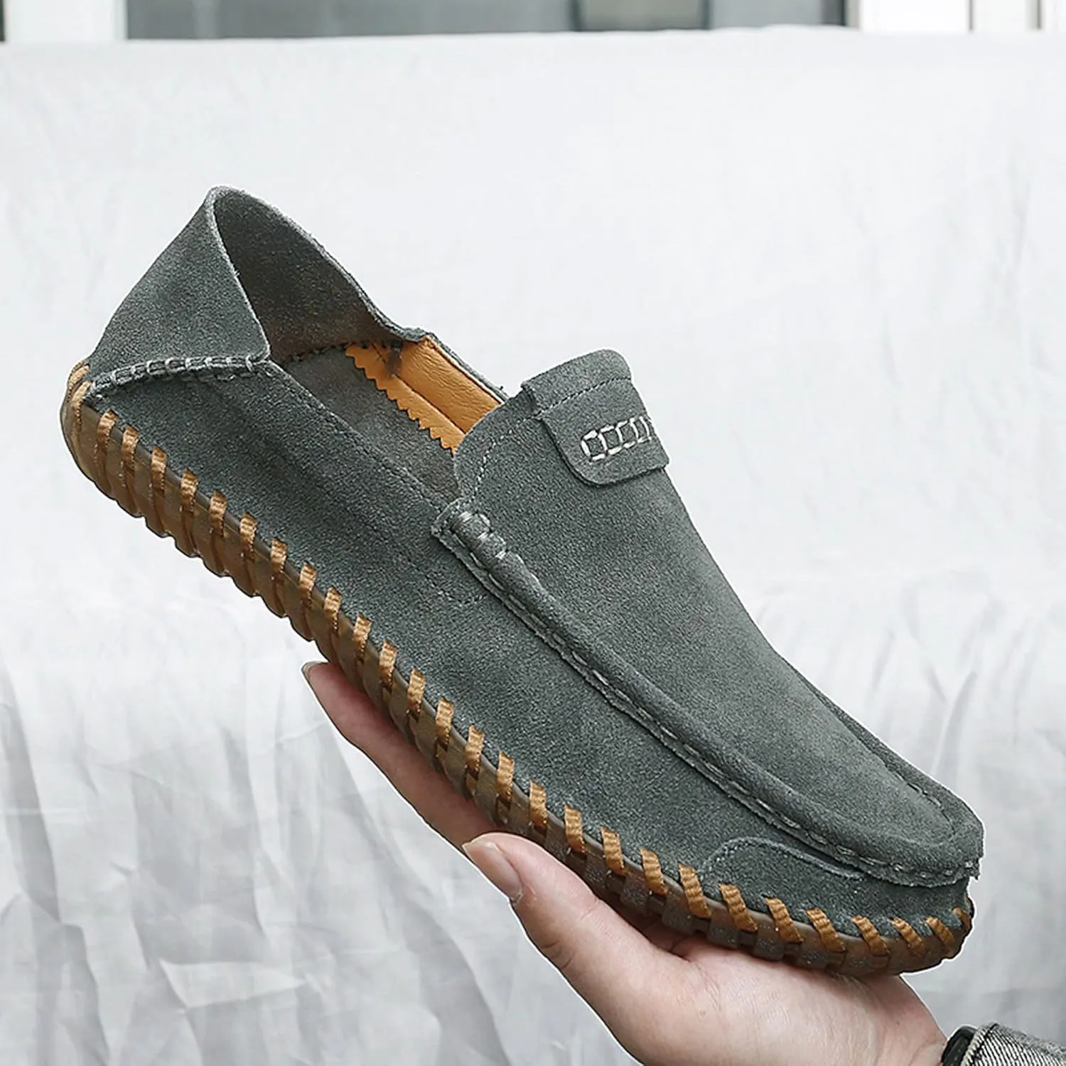 Men's Summer Soft Suede Loafers Penny Shoes Flat Comfortable Driving Shoes Anti Slip Boat Shoes Outdoor Casual Shoes for Men