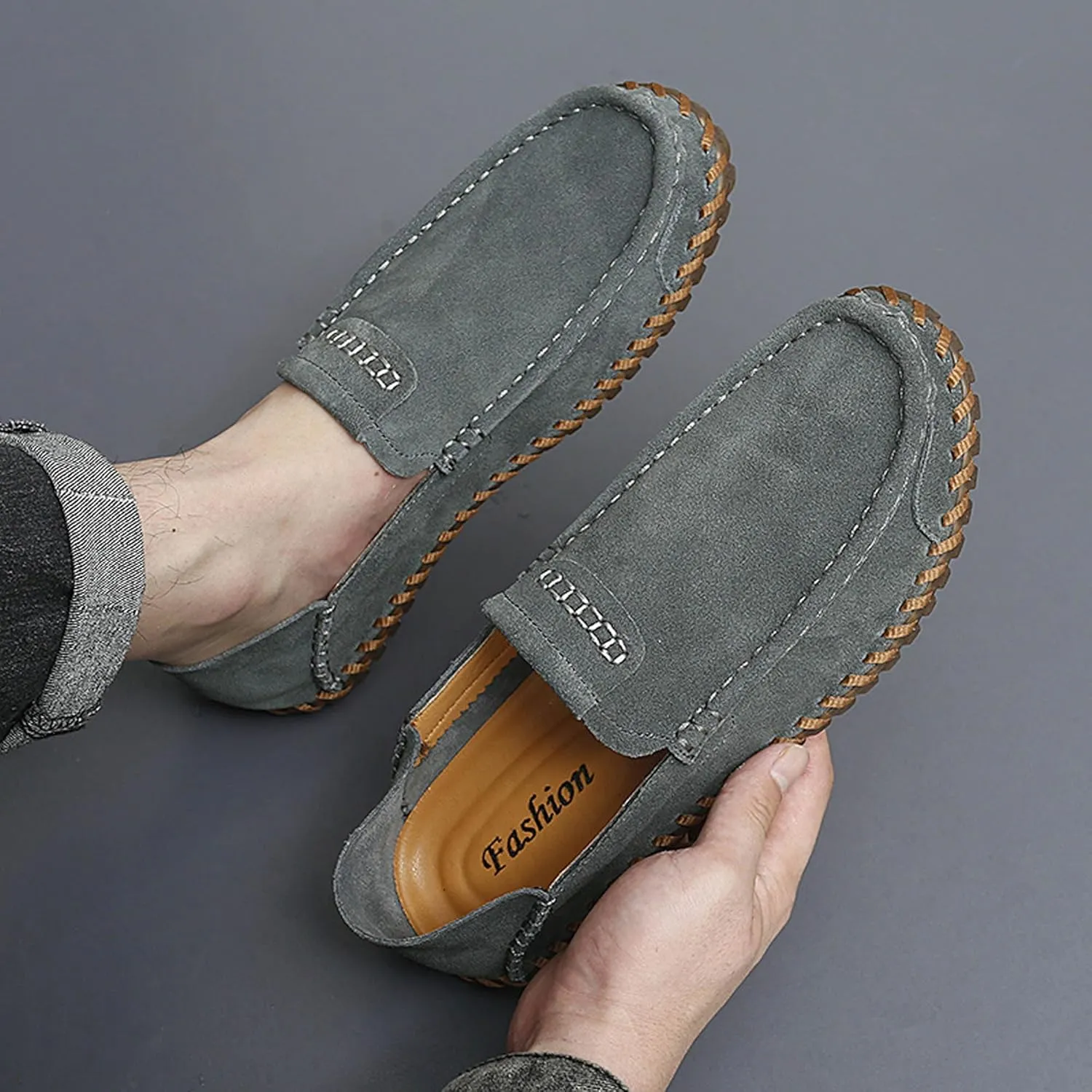 Men's Summer Soft Suede Loafers Penny Shoes Flat Comfortable Driving Shoes Anti Slip Boat Shoes Outdoor Casual Shoes for Men