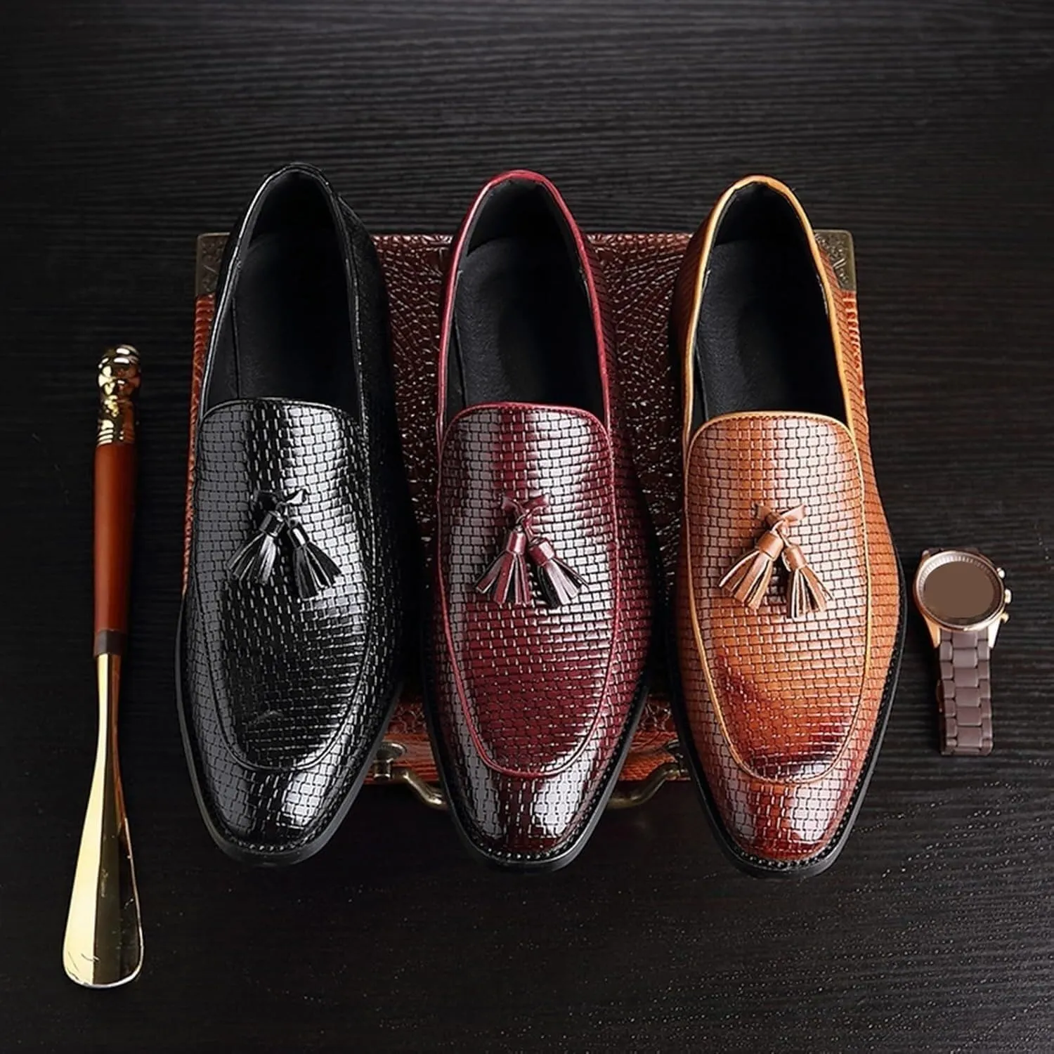 Mens Tassel Loafers Shoes Formal Fashionable Stylish Dress Shoes Slip On Casual Shoes for Business Wedding Wear