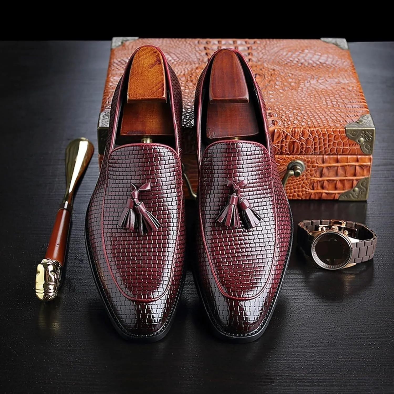 Mens Tassel Loafers Shoes Formal Fashionable Stylish Dress Shoes Slip On Casual Shoes for Business Wedding Wear