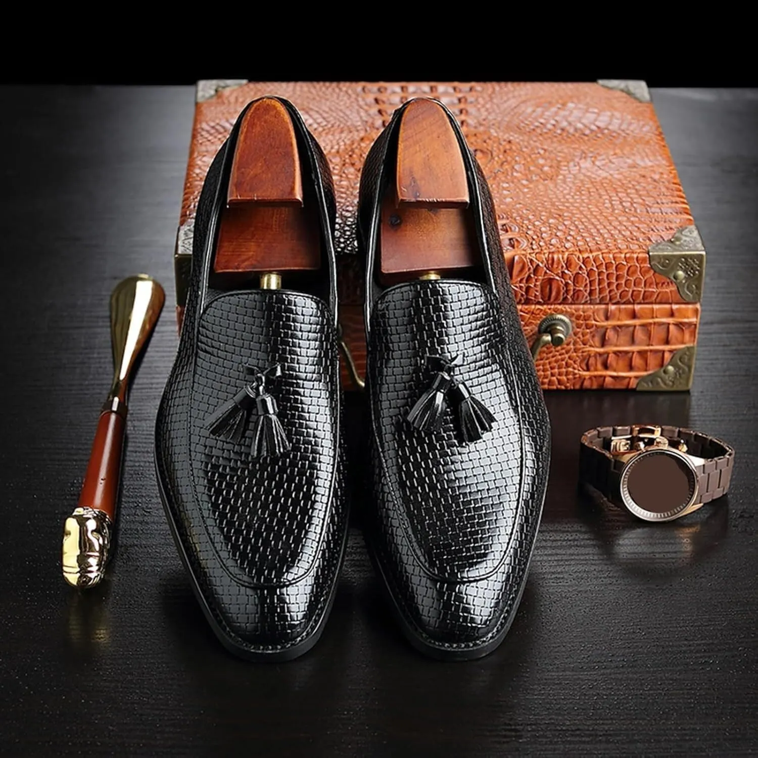 Mens Tassel Loafers Shoes Formal Fashionable Stylish Dress Shoes Slip On Casual Shoes for Business Wedding Wear