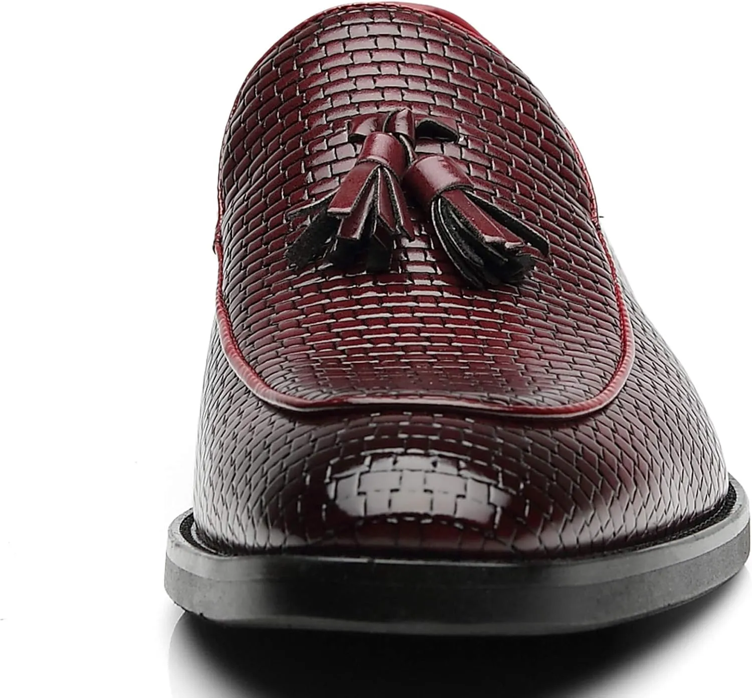 Men's Tassel Loafers Square Toe Comfortable PU Leather Casual Shoes for Driving Prom Dating