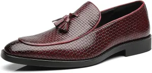 Men's Tassel Loafers Square Toe Comfortable PU Leather Casual Shoes for Driving Prom Dating