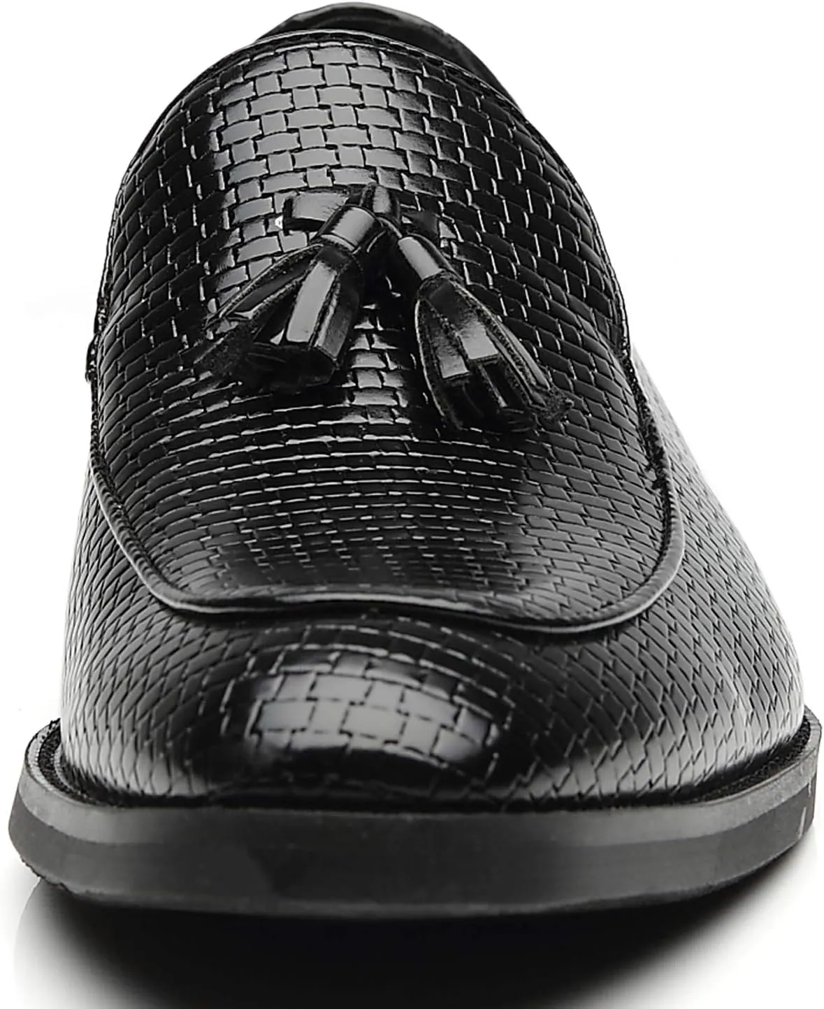 Men's Tassel Loafers Square Toe Comfortable PU Leather Casual Shoes for Driving Prom Dating