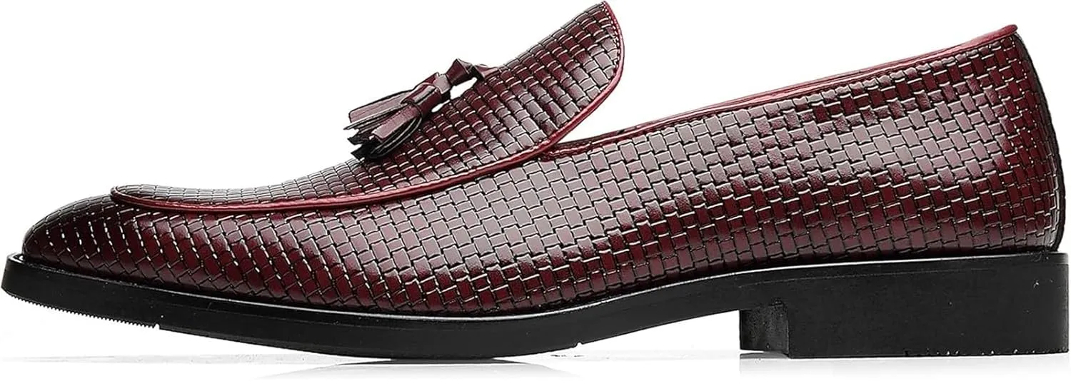 Men's Tassel Loafers Square Toe Comfortable PU Leather Casual Shoes for Driving Prom Dating