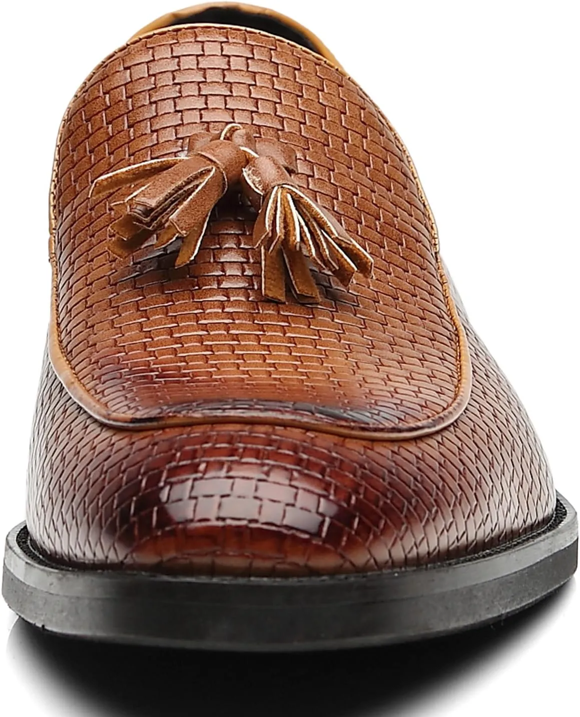 Men's Tassel Loafers Square Toe Comfortable PU Leather Casual Shoes for Driving Prom Dating