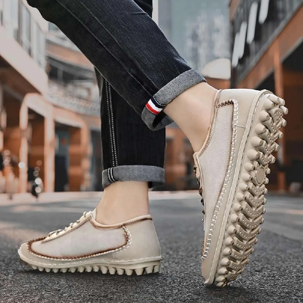 mitvr Men's Fashion Loafers Outdoor Walking Driving Shoes Comfort Casual Lace Up Sneakers