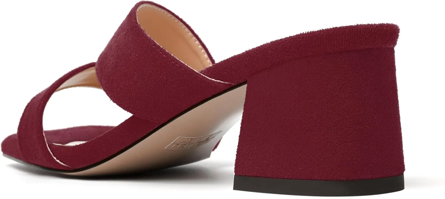 MODENCOCO Womens Open Toe Slip On Dating Fashion Suede Stylish Chunky Low Heel Heeled Sandals 2 Inch