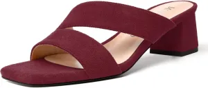 MODENCOCO Womens Open Toe Slip On Dating Fashion Suede Stylish Chunky Low Heel Heeled Sandals 2 Inch