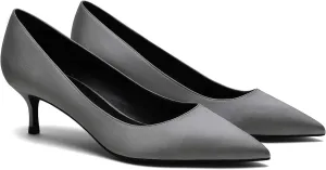 MOOMMO Kitten Heel Pumps Pointed Toe Satin Slip On 2 Inch Mid Heel Dress Shoes Classic Work Pumps for Office Ladies Wedding Bridal Party 4-13 M US
