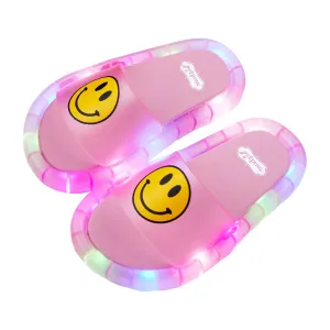 Mud Pie Light-Up Smiley Sandals, Pink, Small/Medium