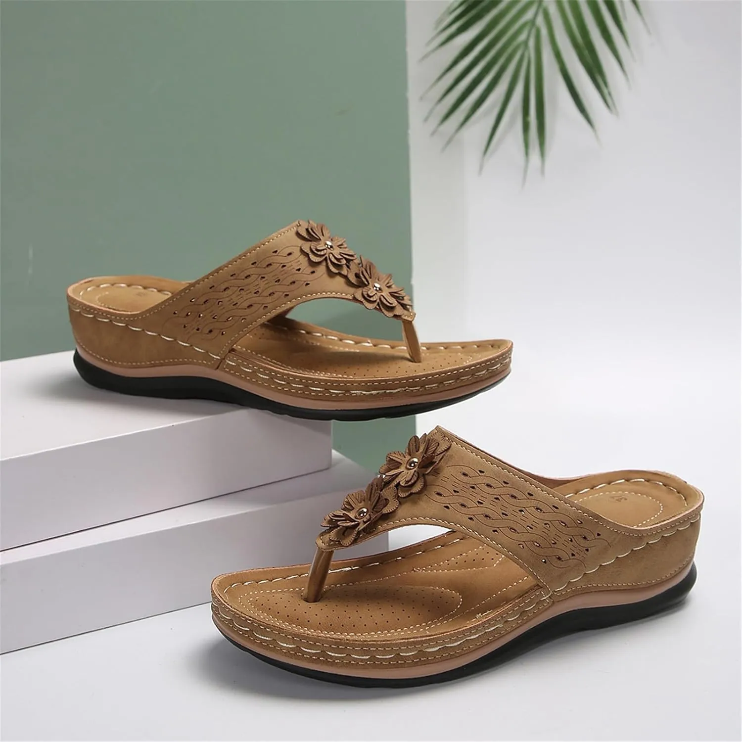 Orthopedic Sandals for Women 2025 Orthotic Cushion Flip Flops Women's Recovery Walking Sandal for Woman with Arch Support Summer Comfortable Slip On Flip Flops for Womans Wedge Shoes