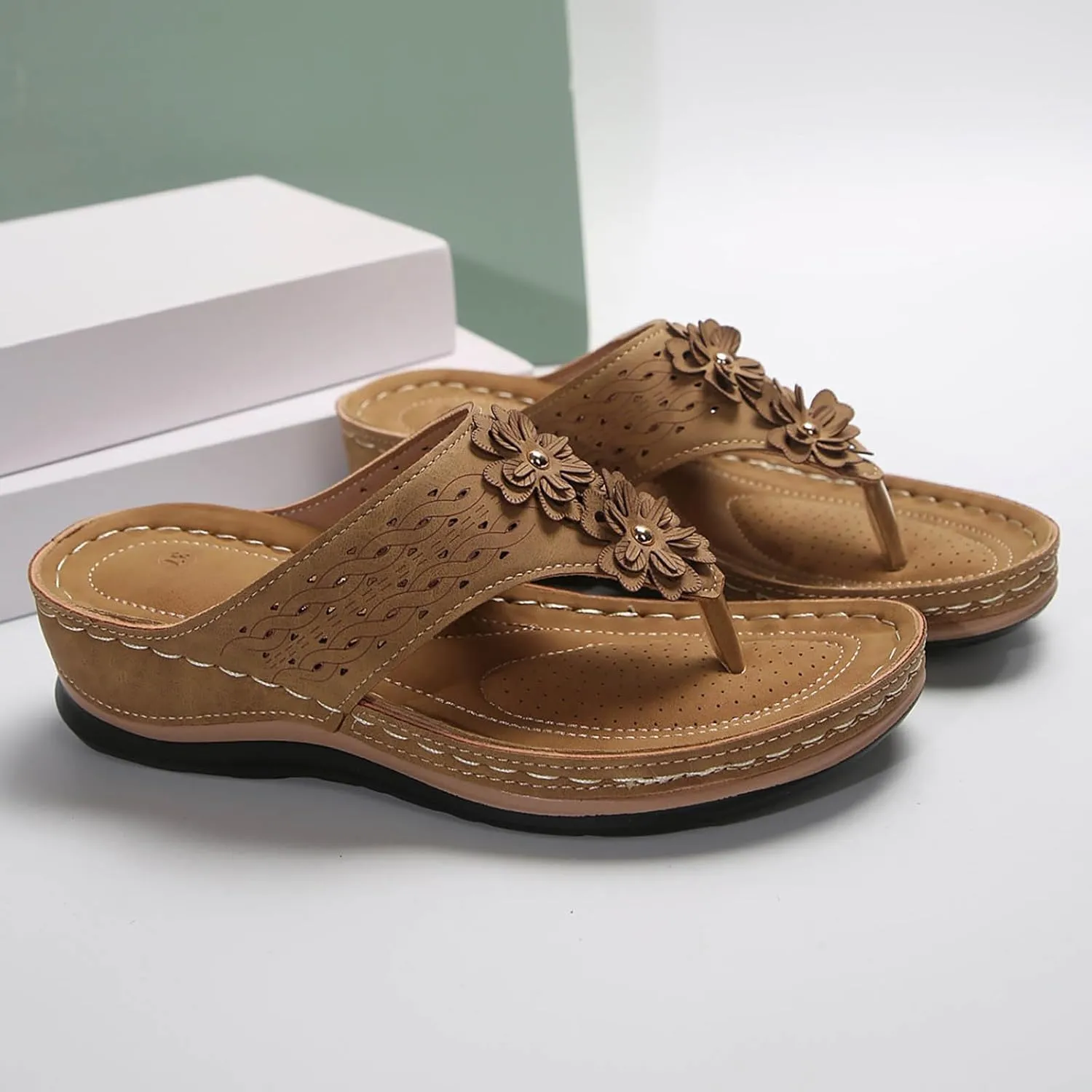 Orthopedic Sandals for Women 2025 Orthotic Cushion Flip Flops Women's Recovery Walking Sandal for Woman with Arch Support Summer Comfortable Slip On Flip Flops for Womans Wedge Shoes