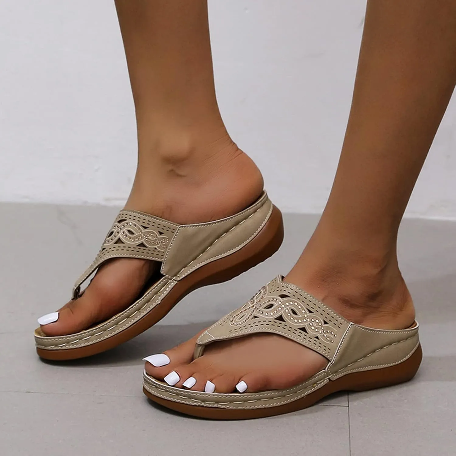 Orthopedic Sandals for Women 2025 Orthotic Cushion Flip Flops Women's Recovery Walking Sandal for Woman with Arch Support Summer Comfortable Slip On Flip Flops for Womans Wedge Shoes