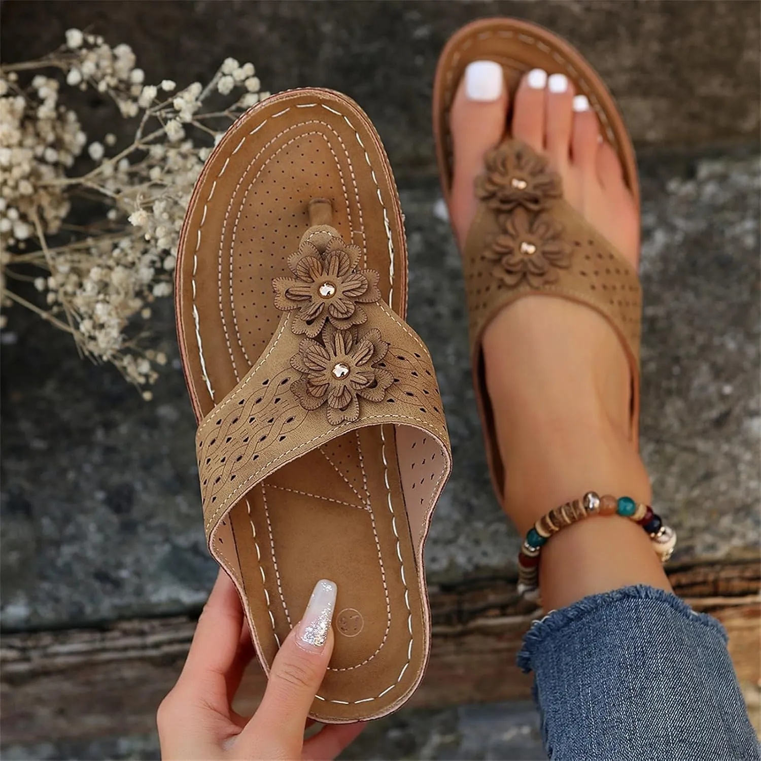 Orthopedic Sandals for Women 2025 Orthotic Cushion Flip Flops Women's Recovery Walking Sandal for Woman with Arch Support Summer Comfortable Slip On Flip Flops for Womans Wedge Shoes