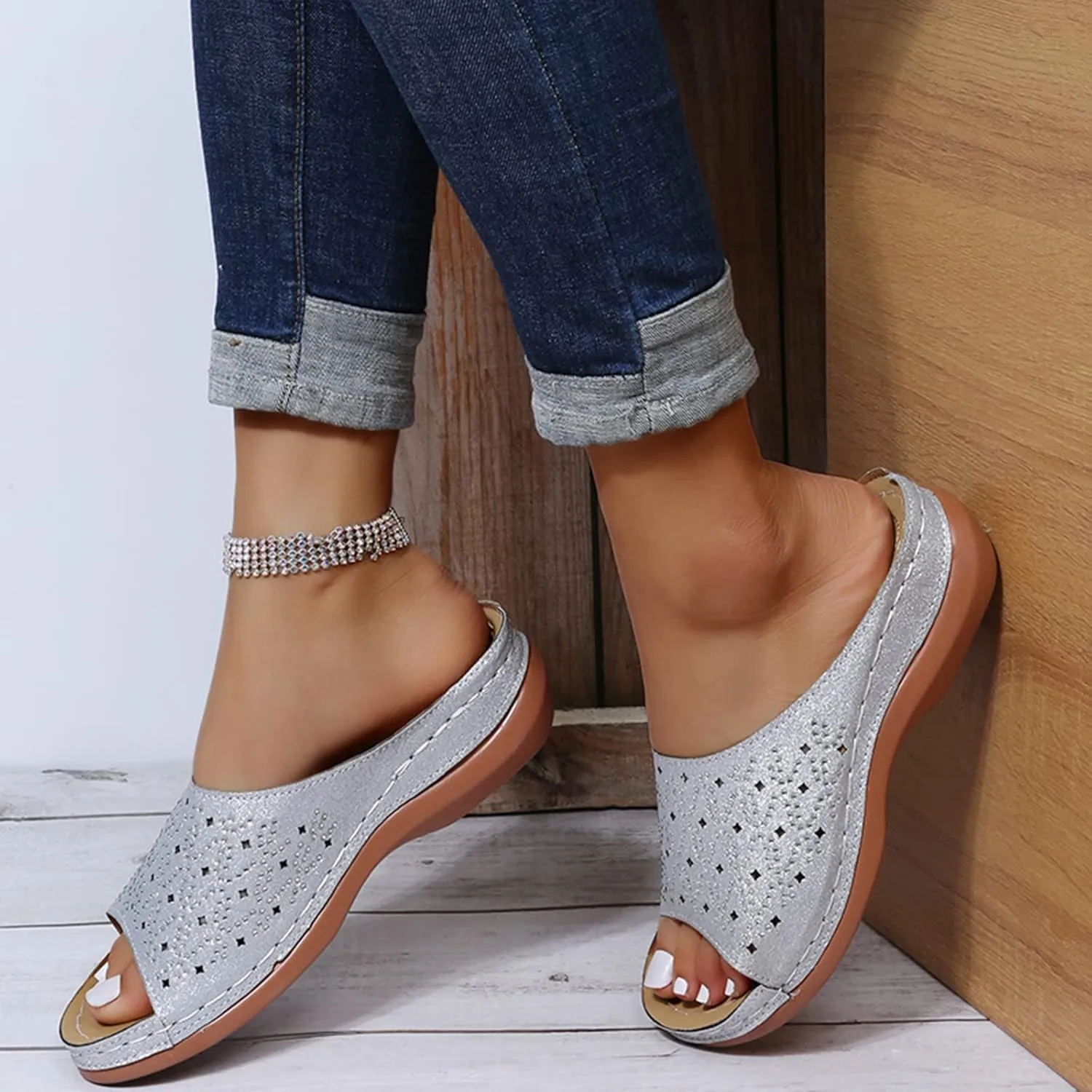 Orthopedic Sandals for Women Arch Support Wide Flip Flops Beach with Flowers Platform Slide Sandals Dressy Arch Support Orthopedic Sandals for Women Dressy Damping Sole Dressy Orthopedic Sandals