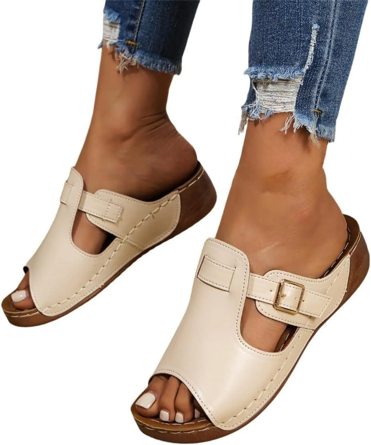 Orthopedic Sandals for Women Dressy Casual Walking Sandals Comfortable Lightweight Slippers Comfort Vacation Flats Summer Beach Sandal Outdoor Indoor Slippers with Arch Support