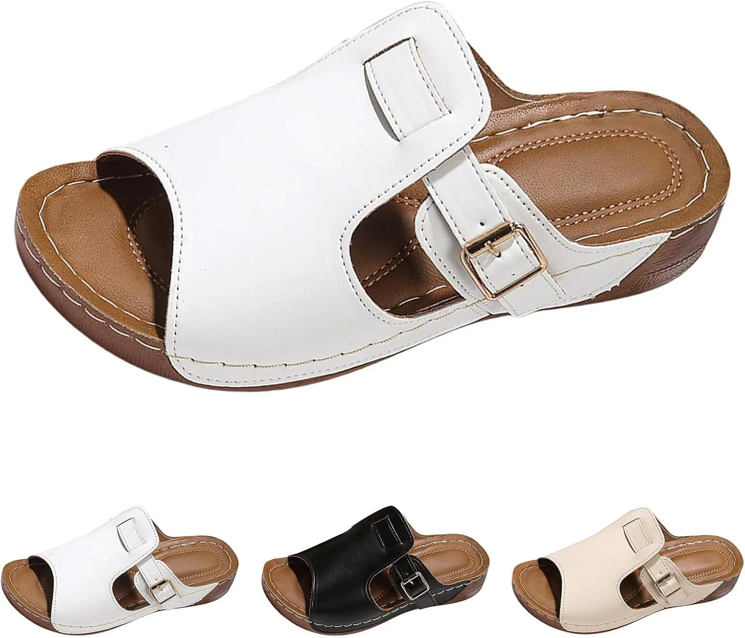 Orthopedic Sandals for Women Dressy Casual Walking Sandals Comfortable Lightweight Slippers Comfort Vacation Flats Summer Beach Sandal Outdoor Indoor Slippers with Arch Support