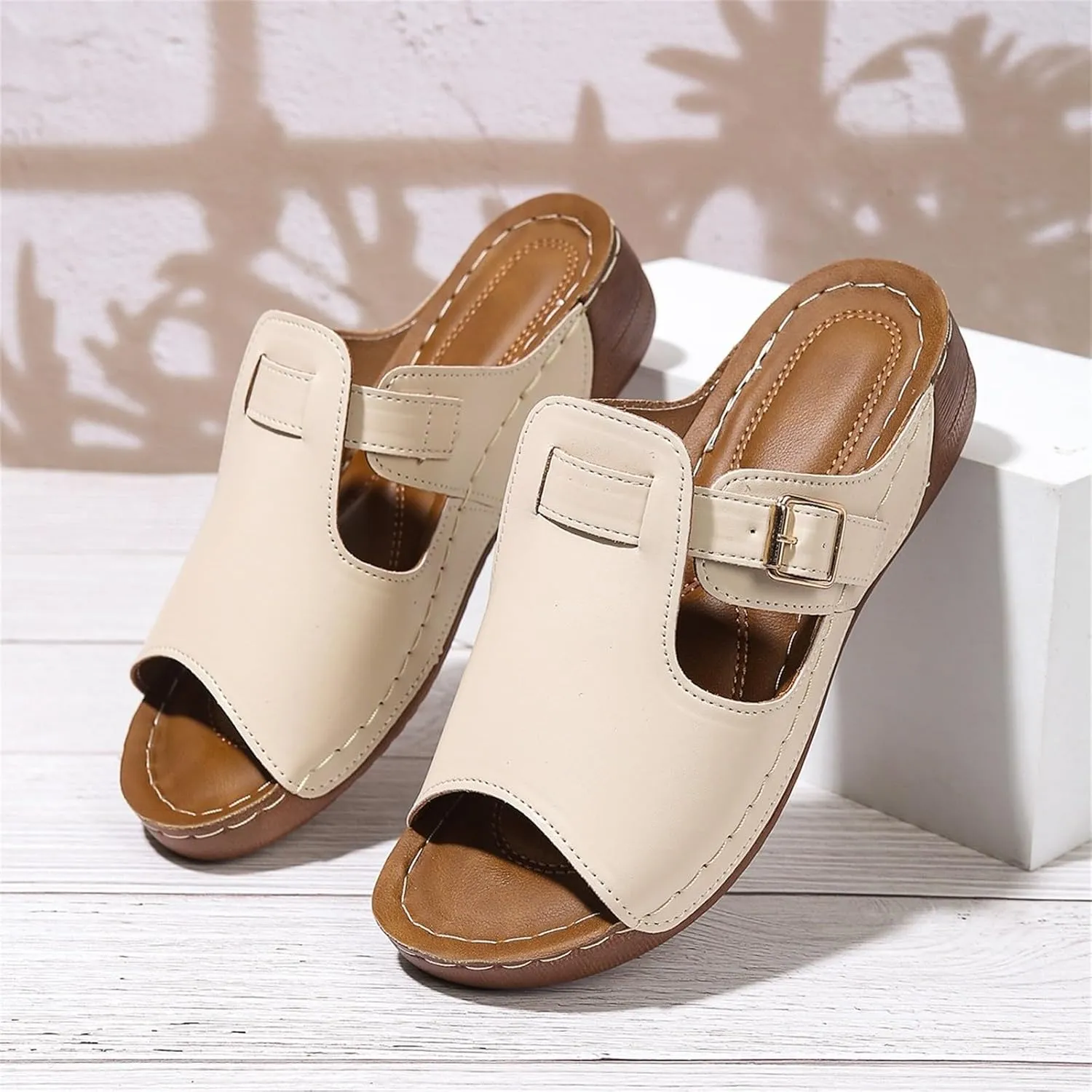 Orthopedic Sandals for Women Dressy Casual Walking Sandals Comfortable Lightweight Slippers Comfort Vacation Flats Summer Beach Sandal Outdoor Indoor Slippers with Arch Support