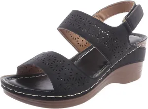 Orthopedic Sandals for Women Retro Adjustable Hook Loop Shoes Hollow Out Arch Support Platform Shoes Open Toe Slip On Wedge Sandals Summer Casual Beach Low Slingback 2025