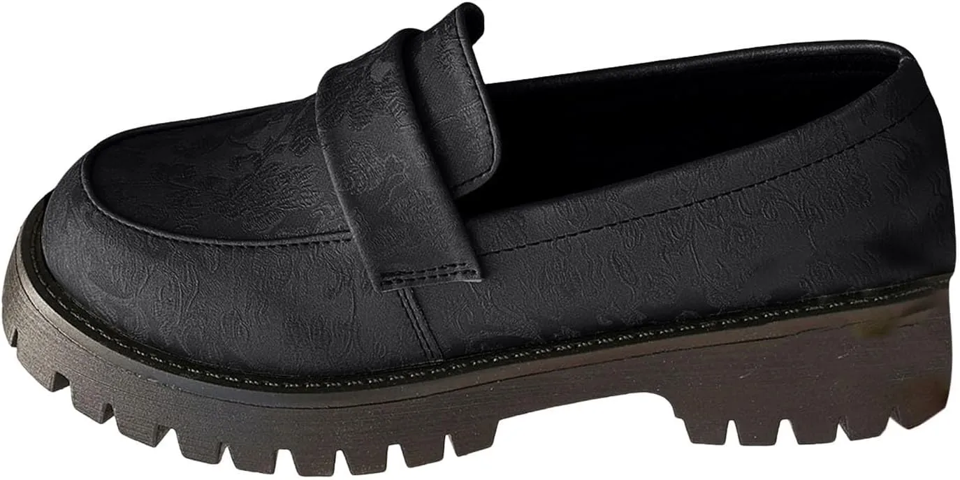 Platform Loafers for Women Hands Free Slip-on Cushioned Footbed Low Top Classic Casual Boat Shoes Ladies Jogging Tennis Sneakers Breathable Comfy Lightweight Walking Shoe for Daily Wear