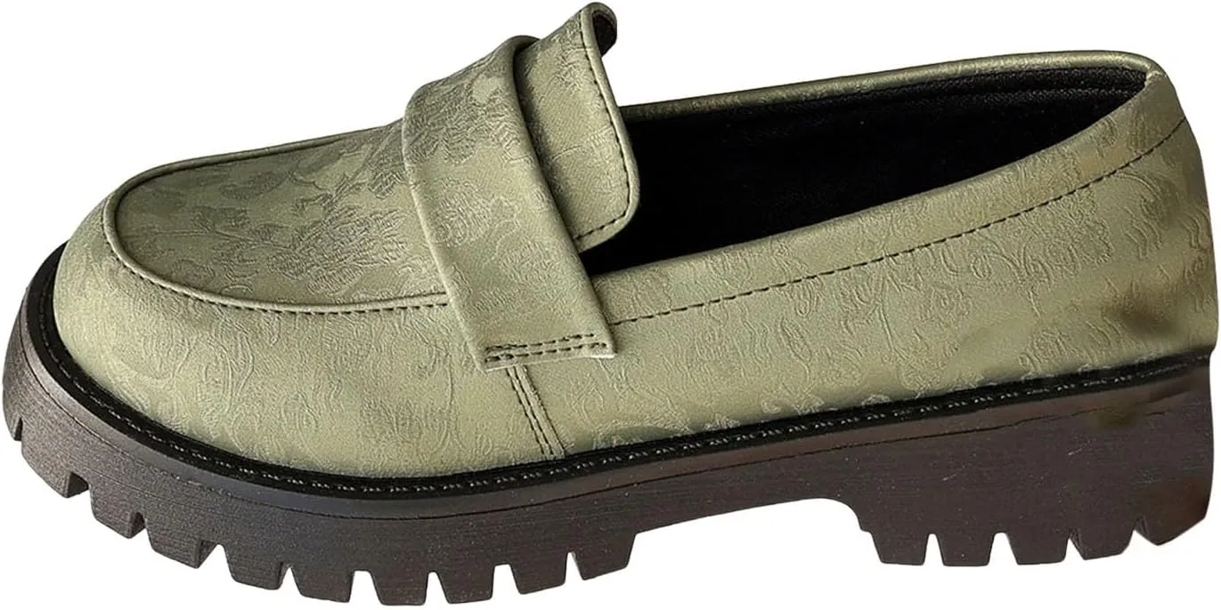 Platform Loafers for Women Hands Free Slip-on Cushioned Footbed Low Top Classic Casual Boat Shoes Ladies Jogging Tennis Sneakers Breathable Comfy Lightweight Walking Shoe for Daily Wear