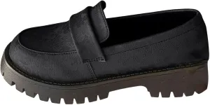 Platform Loafers for Women Hands Free Slip-on Cushioned Footbed Low Top Classic Casual Boat Shoes Ladies Jogging Tennis Sneakers Breathable Comfy Lightweight Walking Shoe for Daily Wear