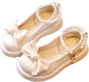 Platform Pearls Mary Jane Flat𝐬 Kids Flower Girls Cute Bowknot Wedding Birthday Part𝐲 Prom Leather Ballet Shoes