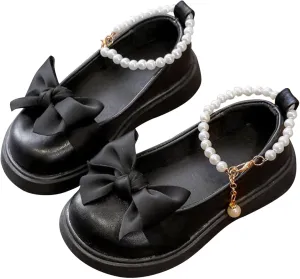Platform Pearls Mary Jane Flat𝐬 Kids Flower Girls Cute Bowknot Wedding Birthday Part𝐲 Prom Leather Ballet Shoes