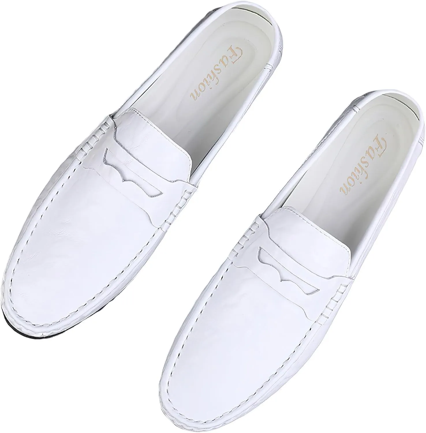 rismart Loafer Flats Men Leather Slip on Driving Shoes Casual Slipper