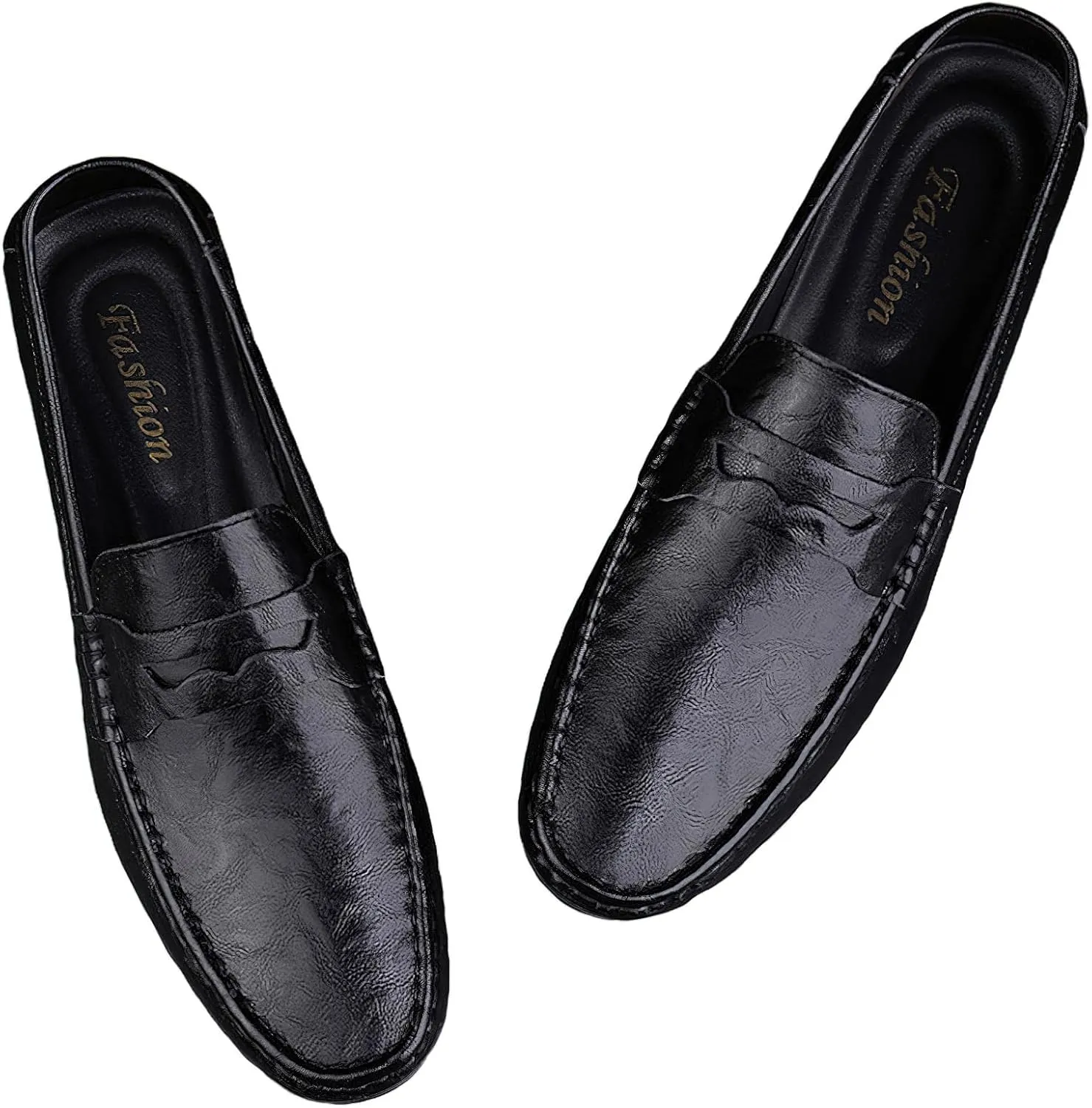 rismart Loafer Flats Men Leather Slip on Driving Shoes Casual Slipper