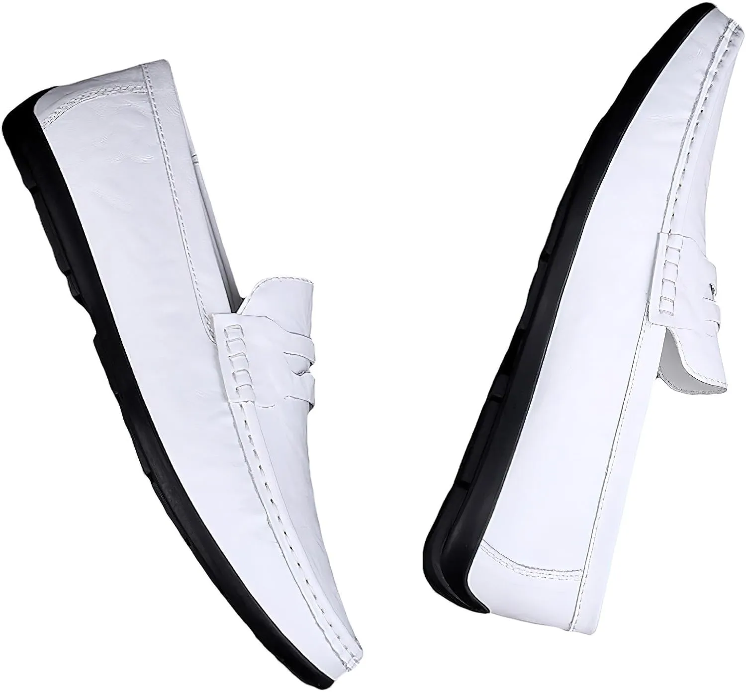 rismart Loafer Flats Men Leather Slip on Driving Shoes Casual Slipper