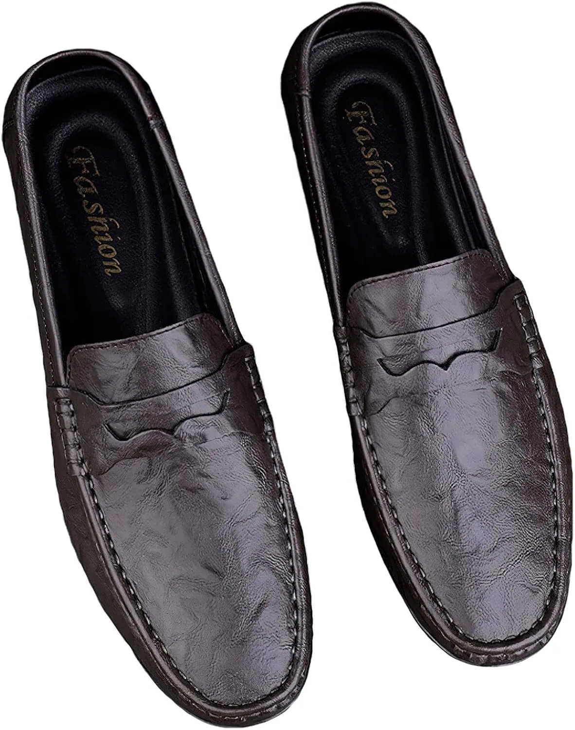 rismart Loafer Flats Men Leather Slip on Driving Shoes Casual Slipper