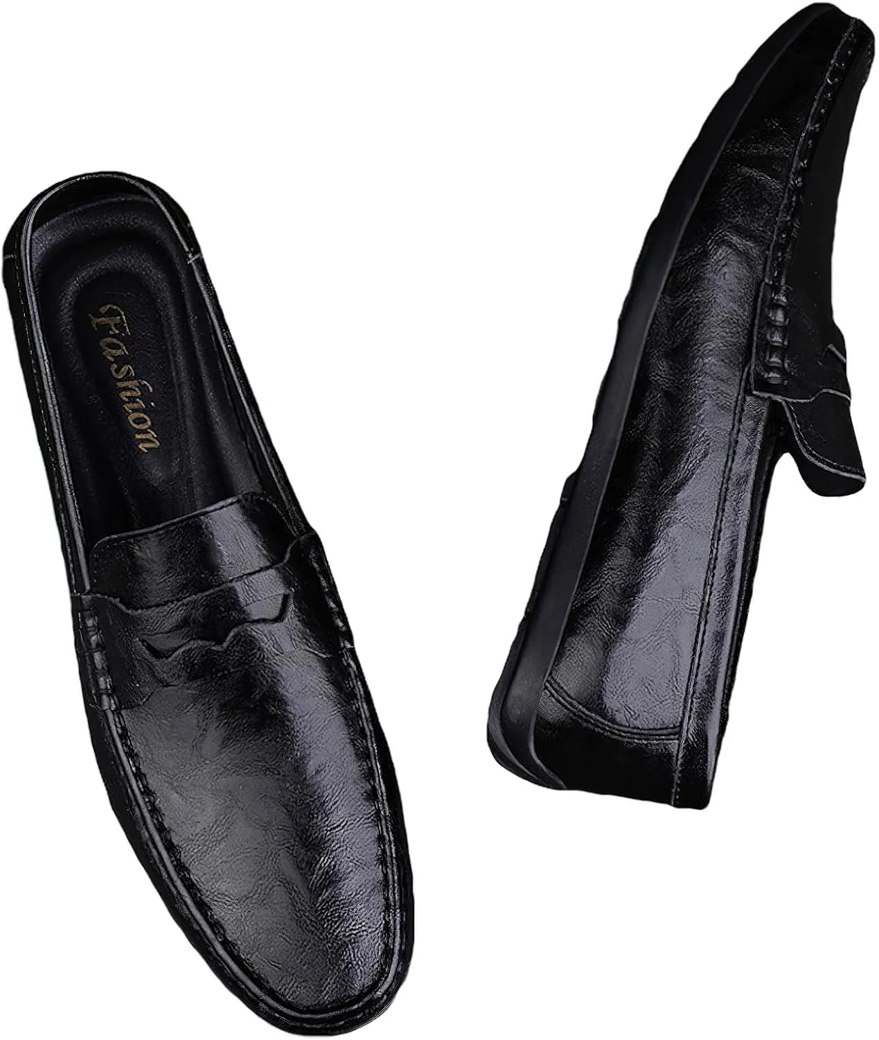 rismart Loafer Flats Men Leather Slip on Driving Shoes Casual Slipper