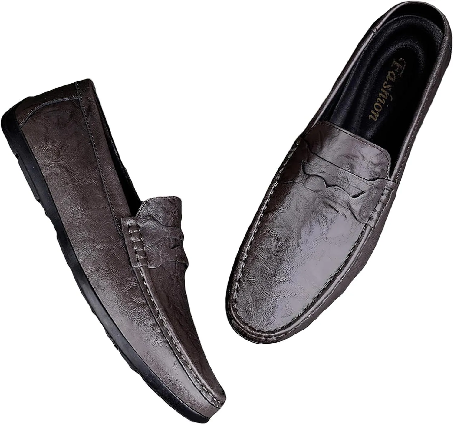 rismart Loafer Flats Men Leather Slip on Driving Shoes Casual Slipper
