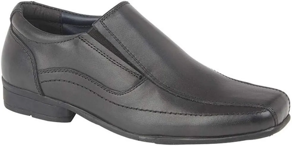 Roamers Childrens/Boys Leather Twin Gusset School Shoes