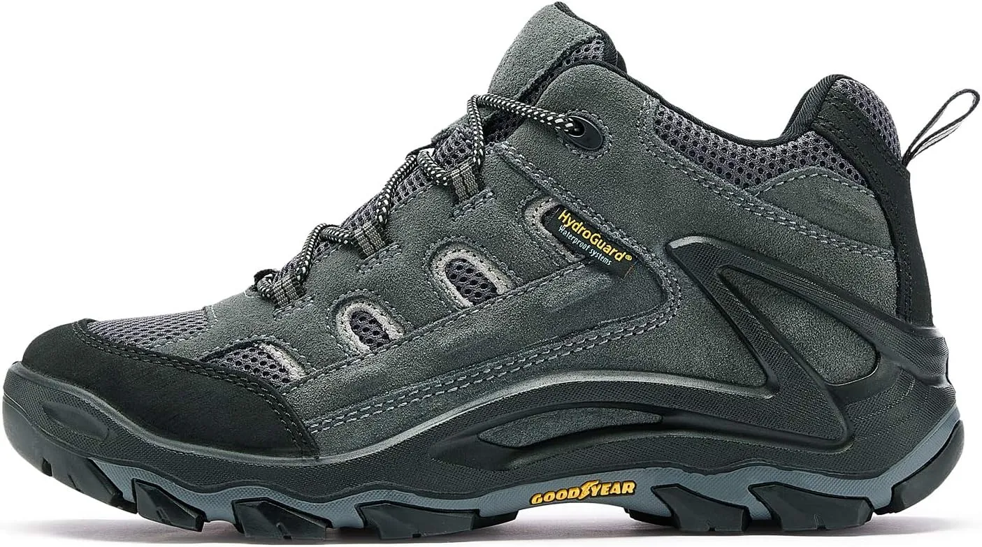 ROCKROOSTER Newland Waterproof Hiking Boots for Men, 4" & 6" Suede Leather Trekking Boots, Anti-Fatigue Outdoor Shoes, Ankle Support, Non-Slip, Comfortable, Shock Absorption KS55