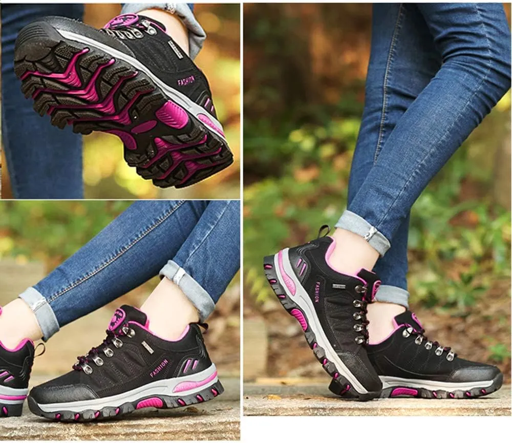 Rojeam Women Men Mountain Trekking Boots Lace-up Hiking Boots Walking Trainers Shoes for Outdoor Sports