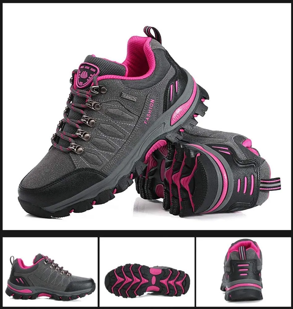 Rojeam Women Men Mountain Trekking Boots Lace-up Hiking Boots Walking Trainers Shoes for Outdoor Sports