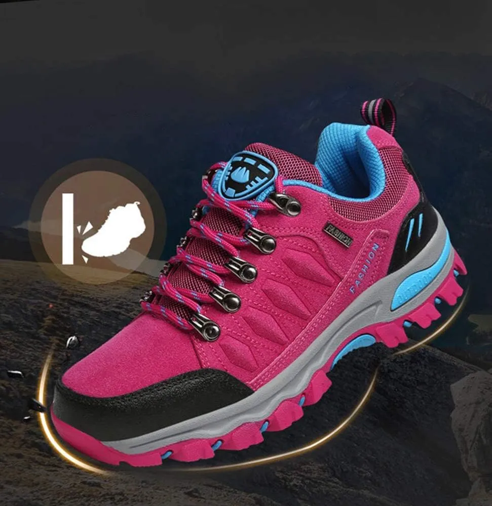 Rojeam Women Men Mountain Trekking Boots Lace-up Hiking Boots Walking Trainers Shoes for Outdoor Sports