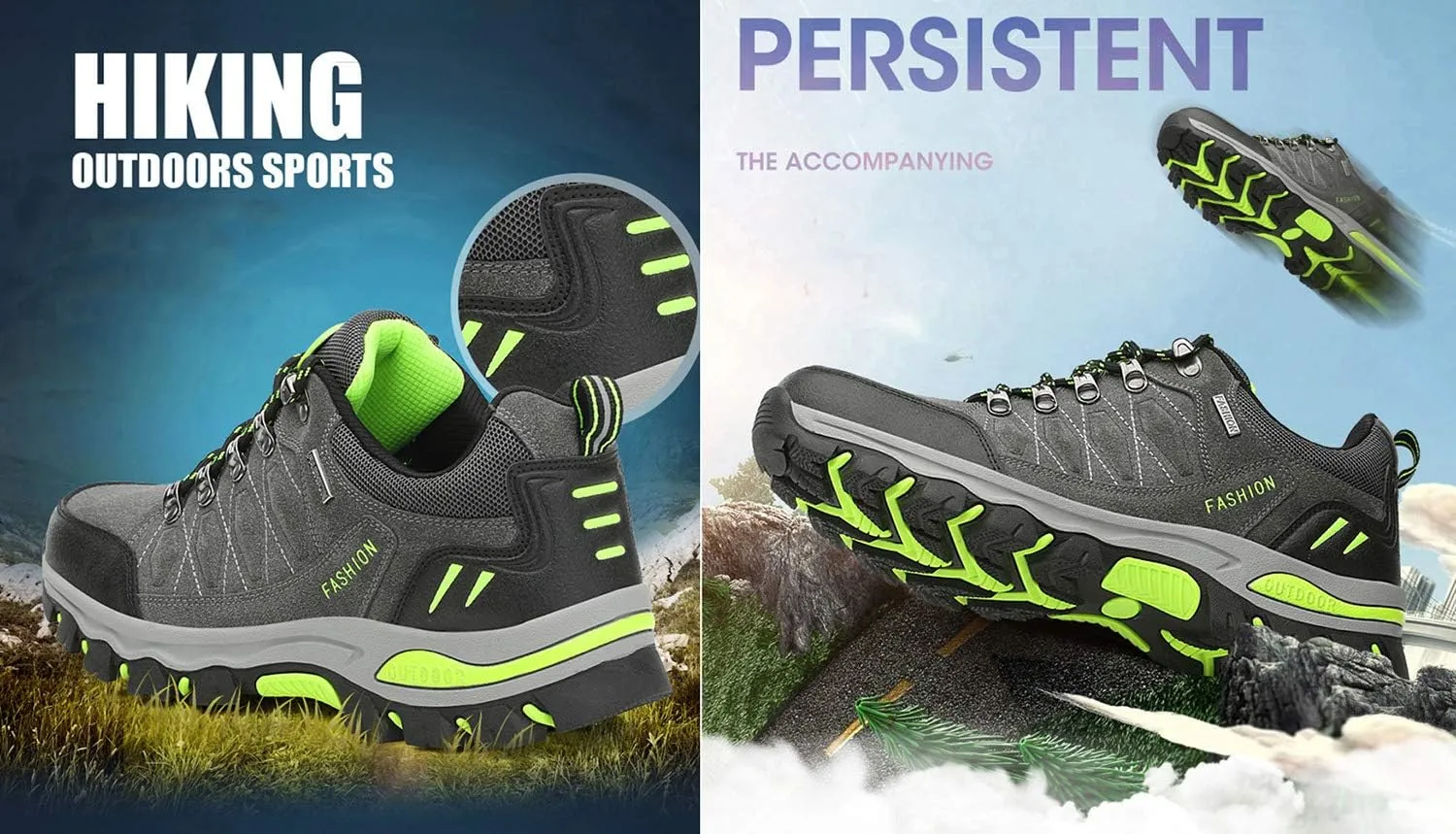 Rojeam Women Men Mountain Trekking Boots Lace-up Hiking Boots Walking Trainers Shoes for Outdoor Sports