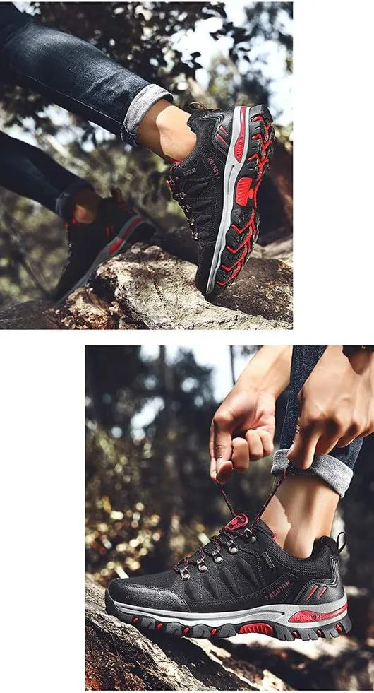 Rojeam Women Men Mountain Trekking Boots Lace-up Hiking Boots Walking Trainers Shoes for Outdoor Sports