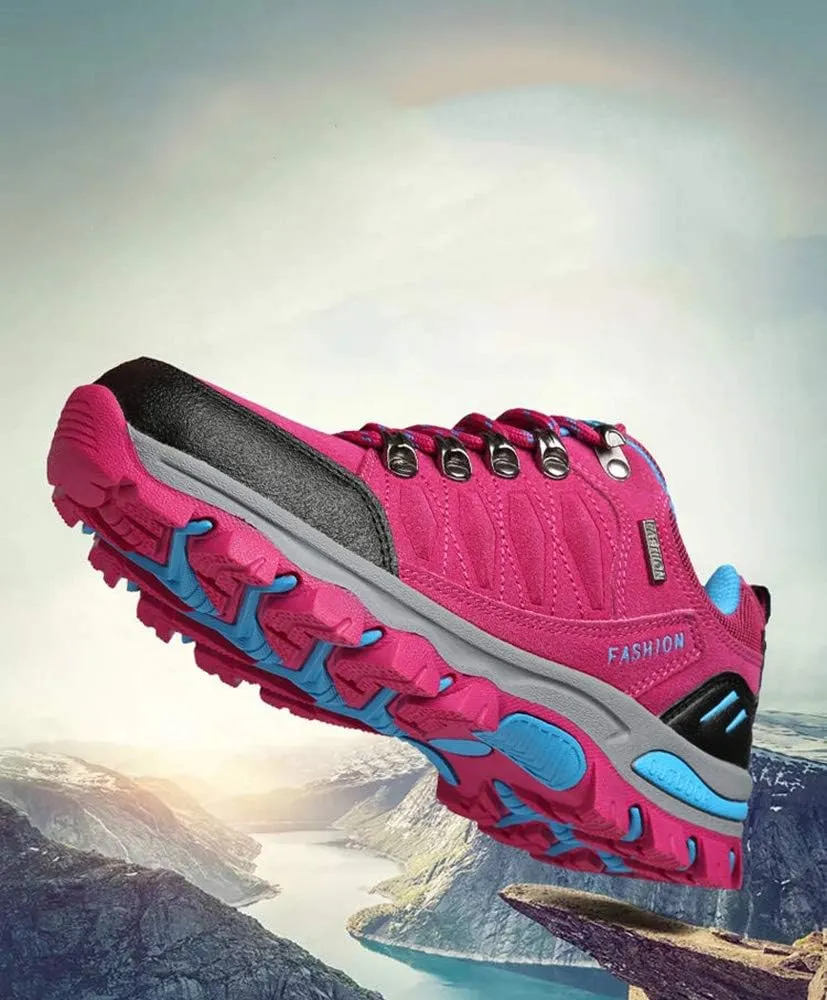 Rojeam Women Men Mountain Trekking Boots Lace-up Hiking Boots Walking Trainers Shoes for Outdoor Sports