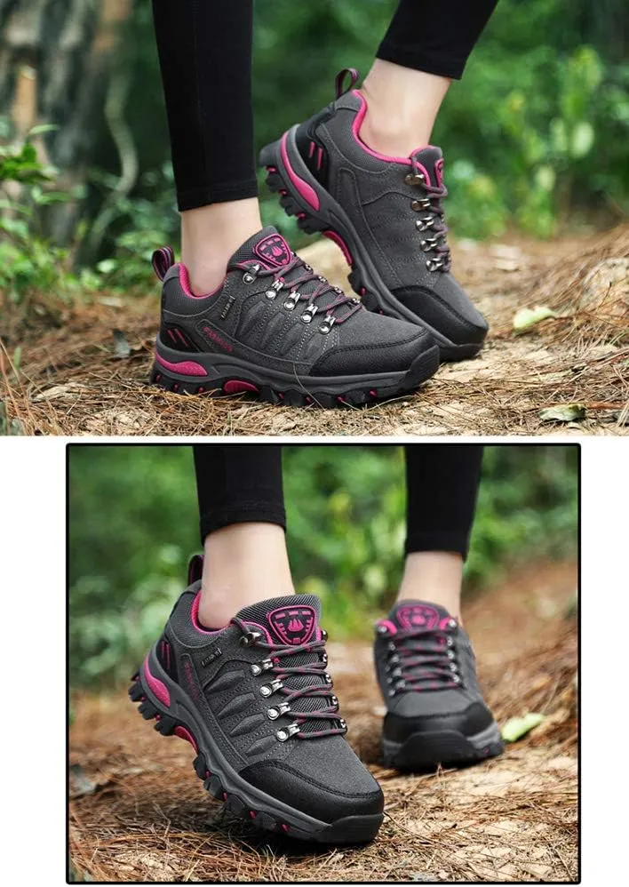 Rojeam Women Men Mountain Trekking Boots Lace-up Hiking Boots Walking Trainers Shoes for Outdoor Sports